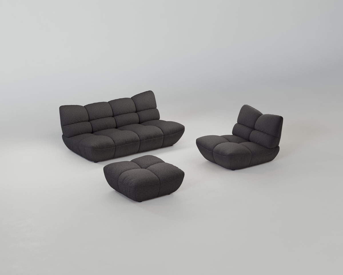 Pomodoro Wohnzimmerset (3-Sitzer + Hocker +Sessel)