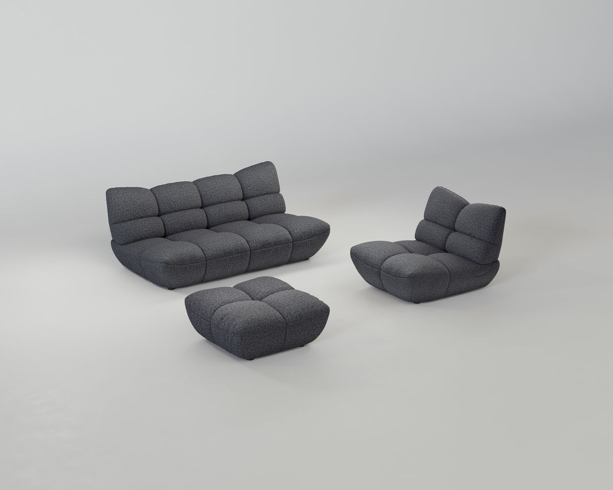 Pomodoro Wohnzimmerset (3-Sitzer + Hocker +Sessel)