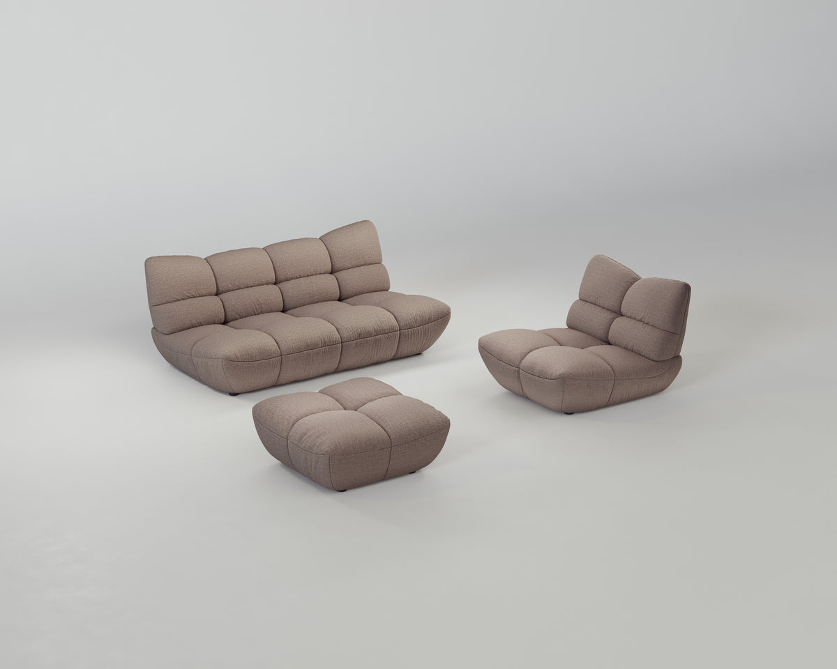 Pomodoro Wohnzimmerset (3-Sitzer + Hocker +Sessel)